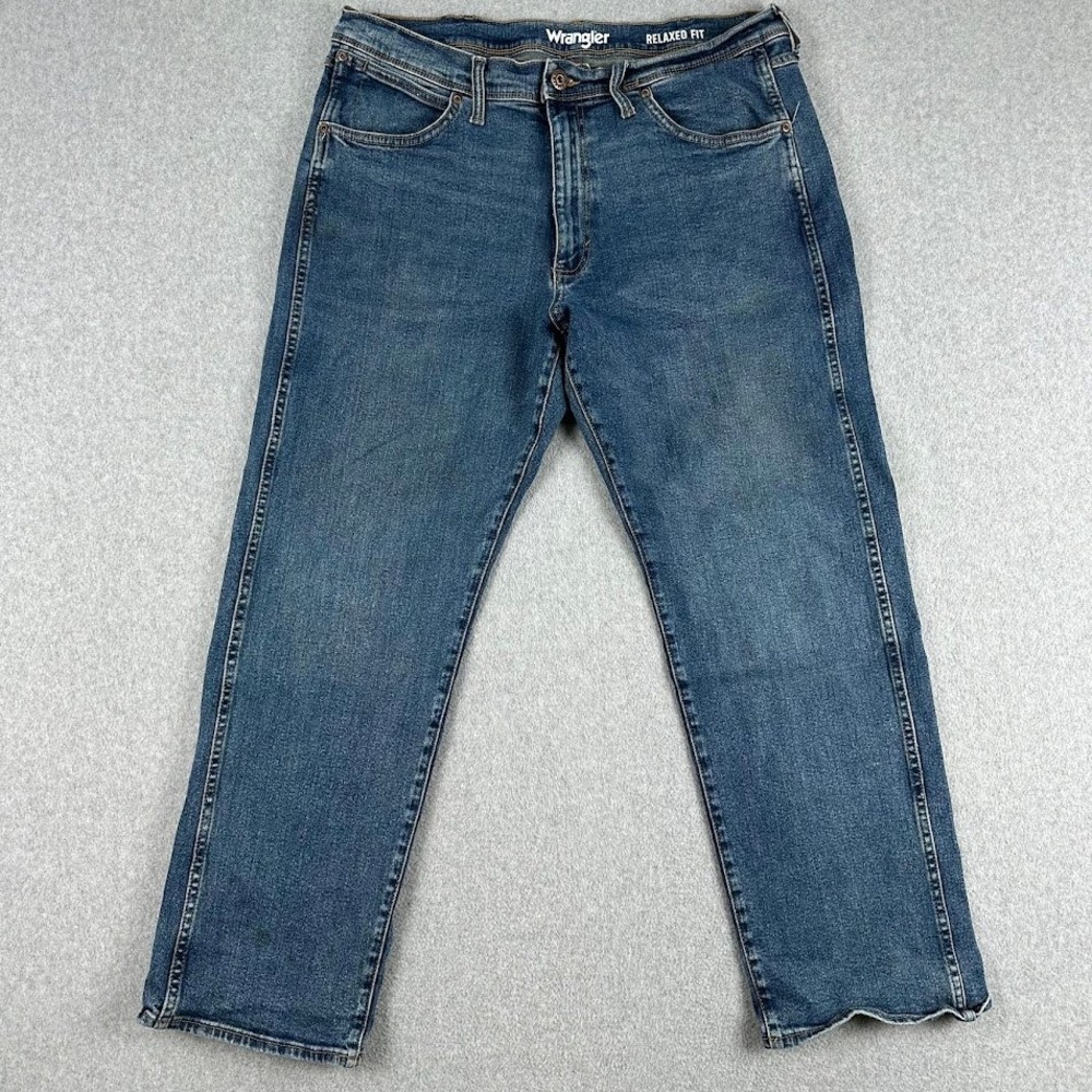 Wrangler Mens Jeans 36x30 Relaxed‎ Fit Men's Blue Denim Distressed